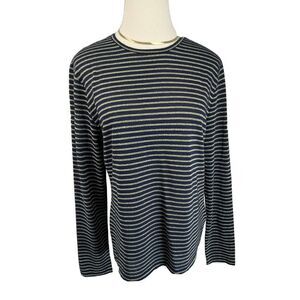 Lauren Ralph Lauren Womens Top Size Large Navy Blue‎ Gold Shimmer Stripe NEW